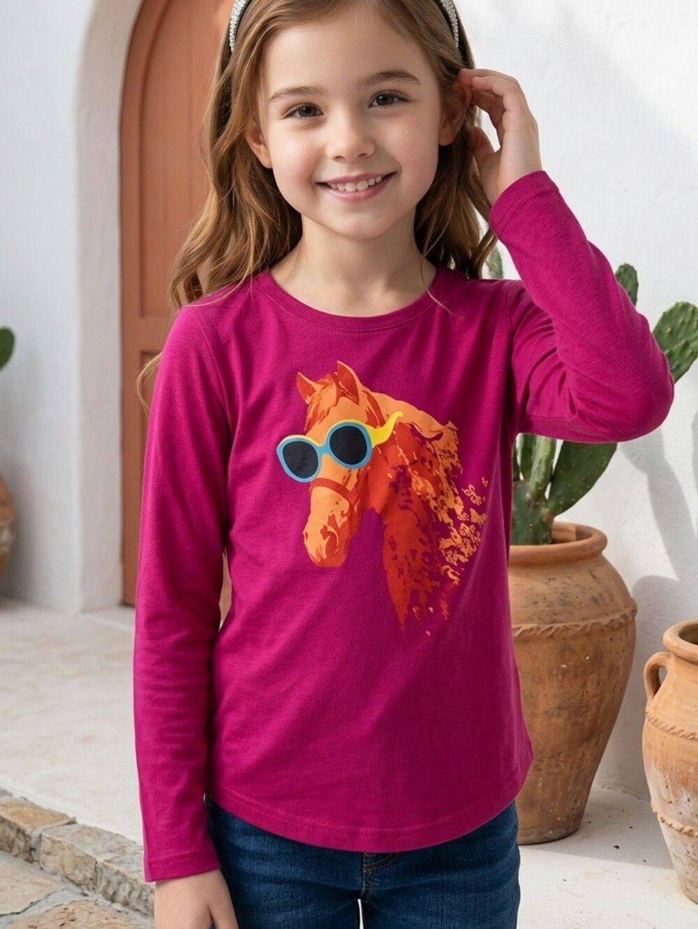 Roper Horse Shirt Girls 6 6X Pink Western Cowgirl Graphic Tee Rodeo Country Cute